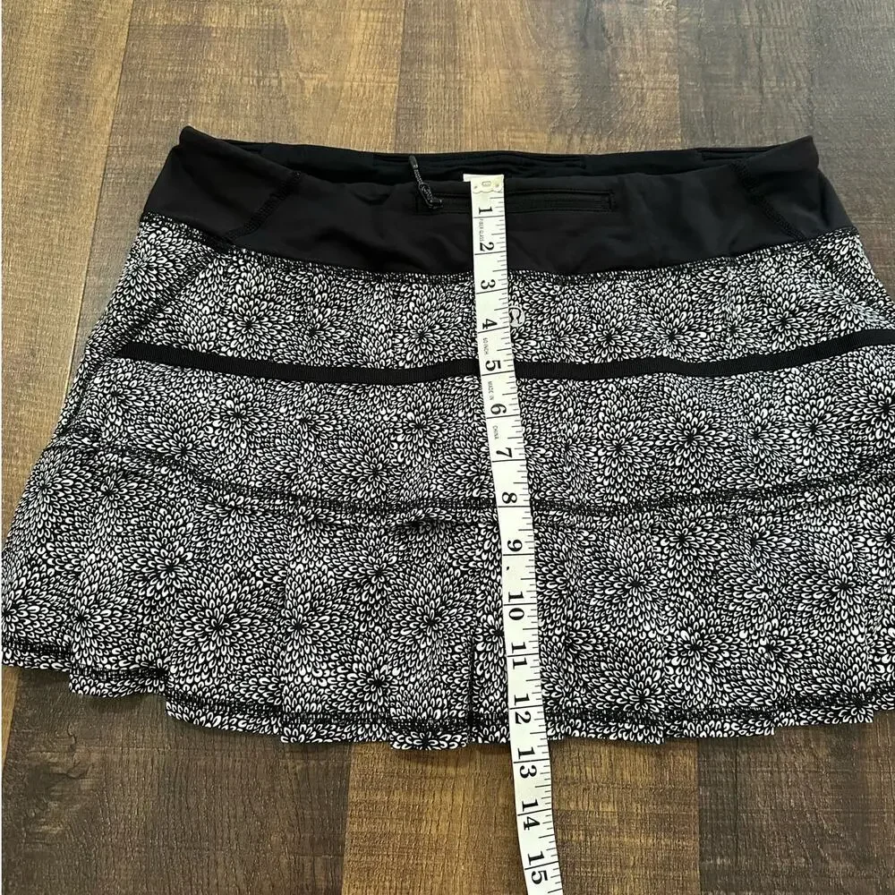 Lululemon Pace Rival Skirt Black White Floral Running Tennis Skort Size 8